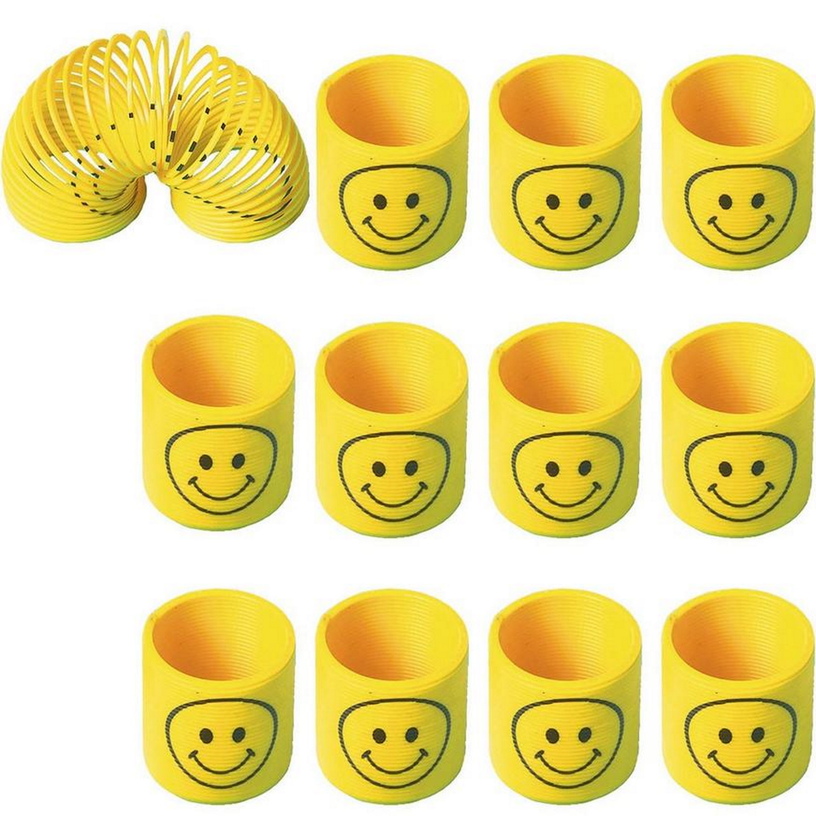 Smiley Face Yellow Mini Slinky Springs (Pack of 12)