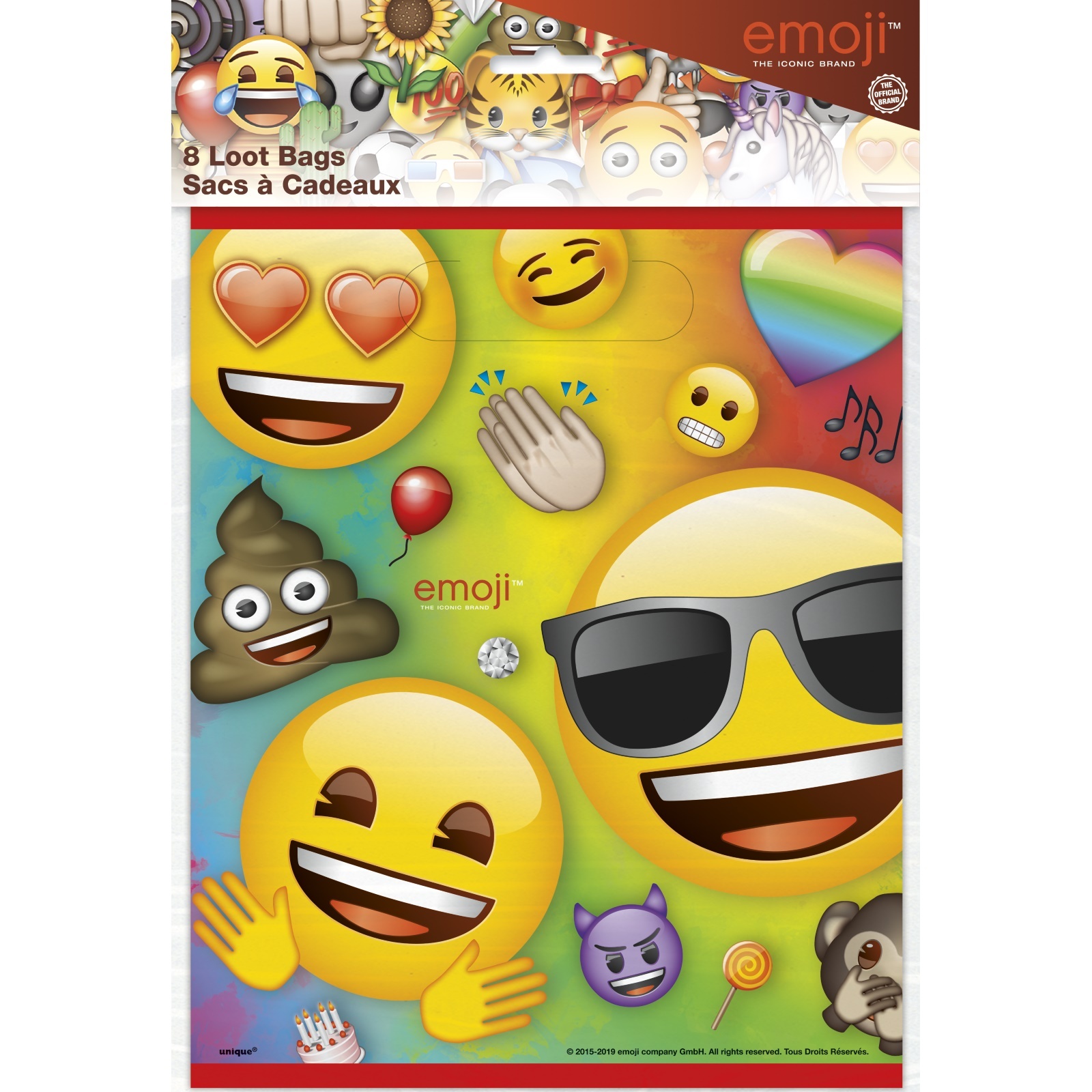 Rainbow Fun Emoji Lolly/Treat Bags (Pack of 8)