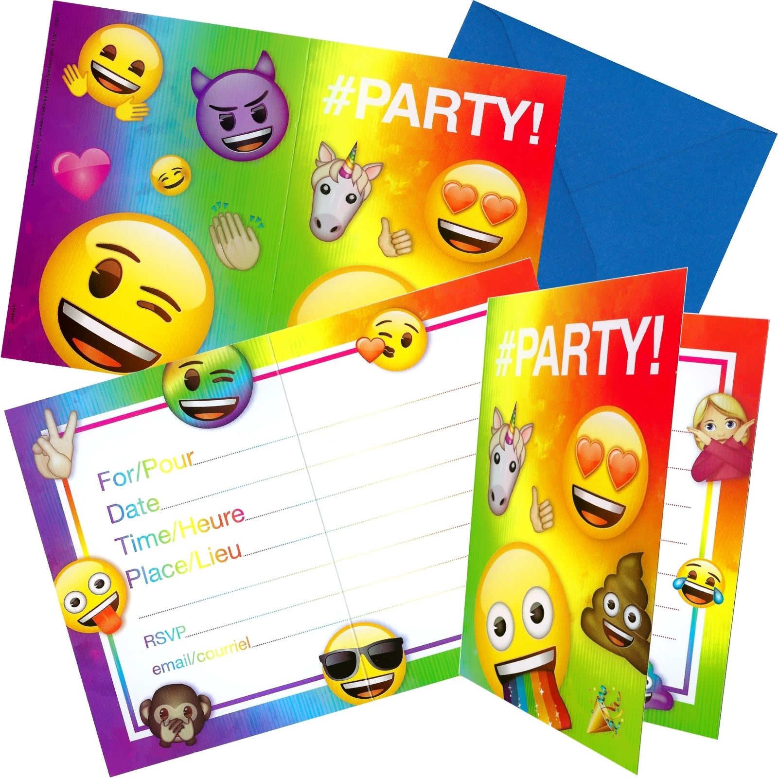 Rainbow Fun Emoji Invitations (Pack of 8)