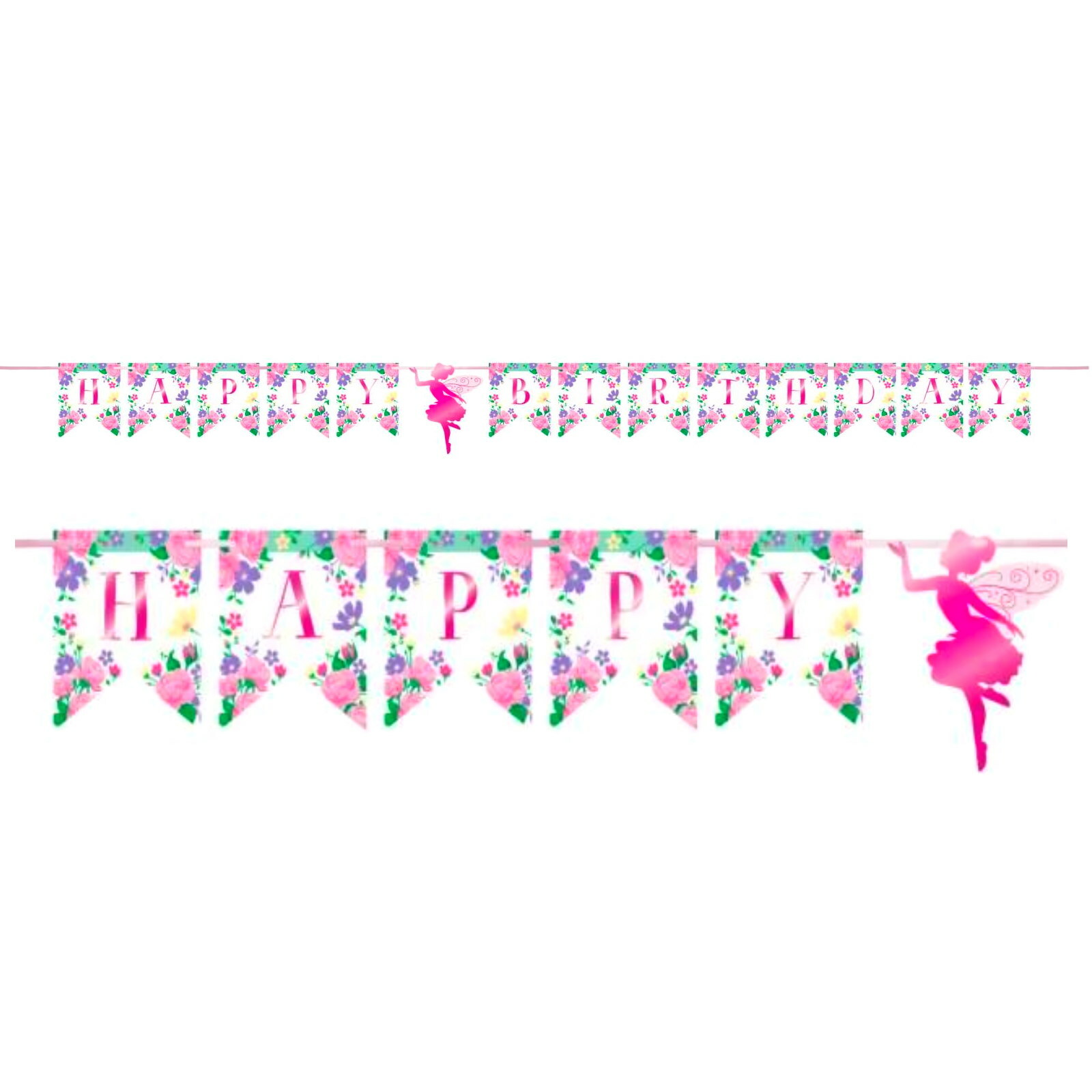 Floral Fairy Sparkle Pennant Banner