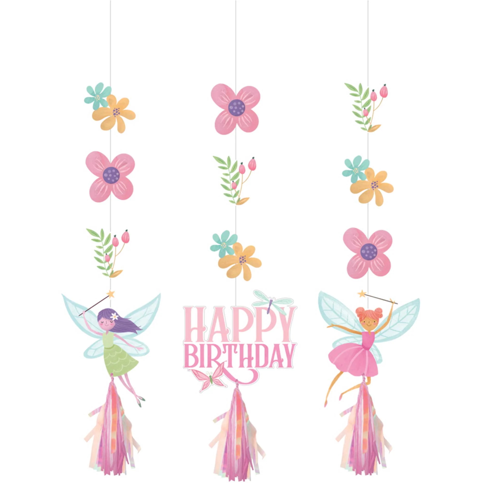 Fairy Forest Happy Birthday Hanging Decorations (Pack of 3)