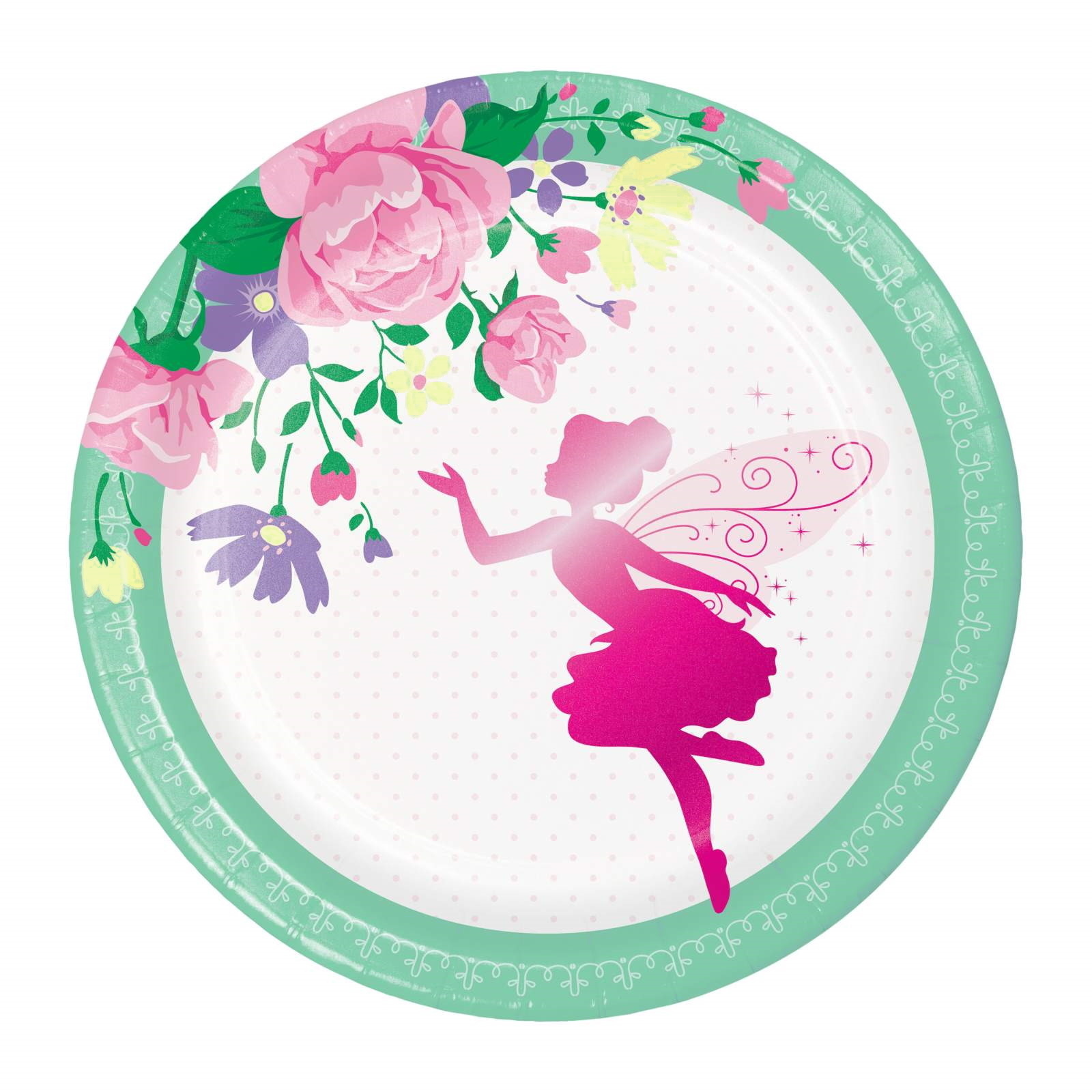 Floral Fairy Sparkle Small Paper Plates (Pack of 8)