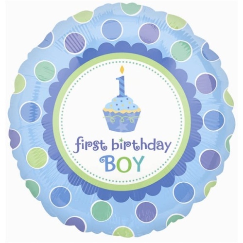 Boys 1st Birthday Cupcake Helium Balloon
