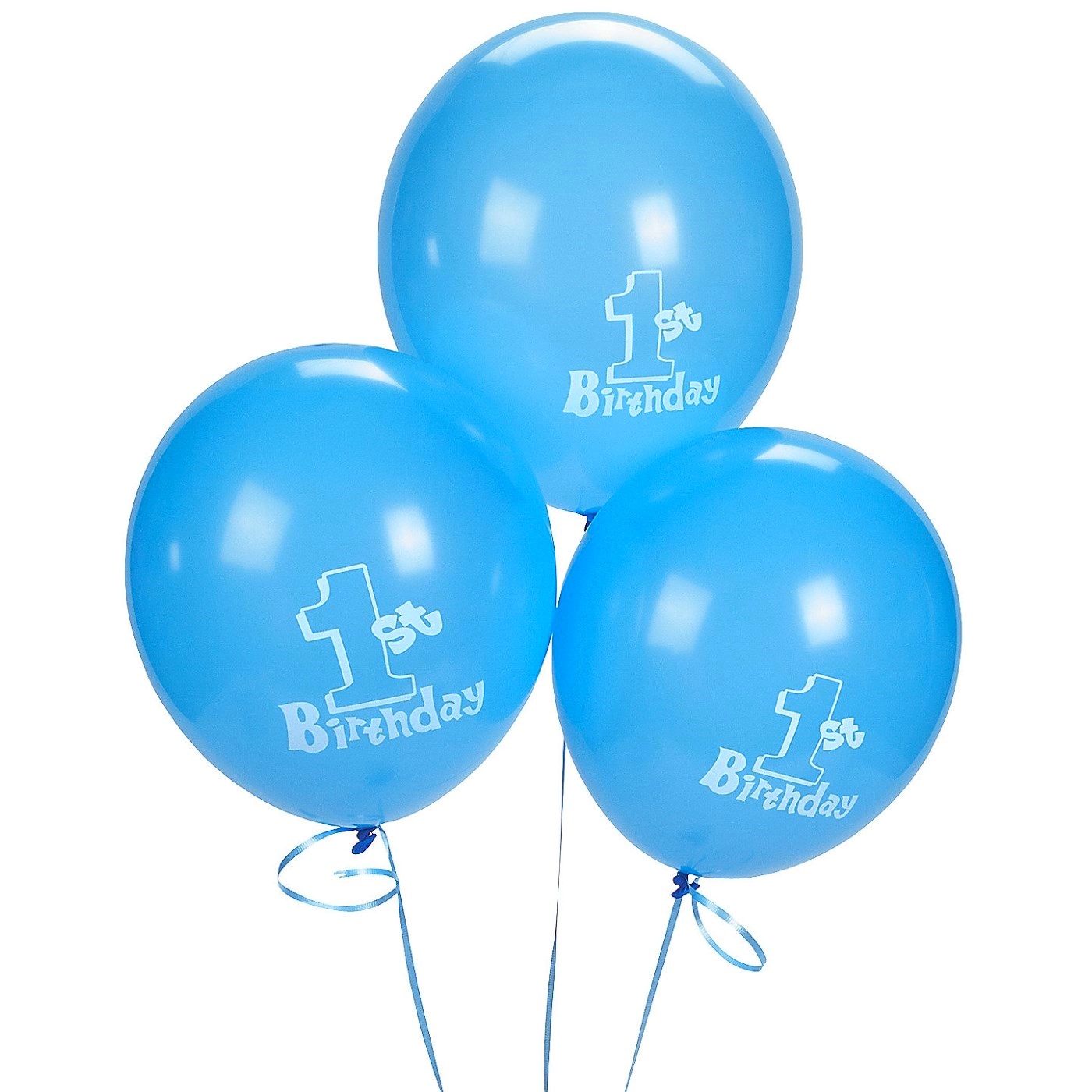 Blue 1st Birthday Balloons (Pack of 12)