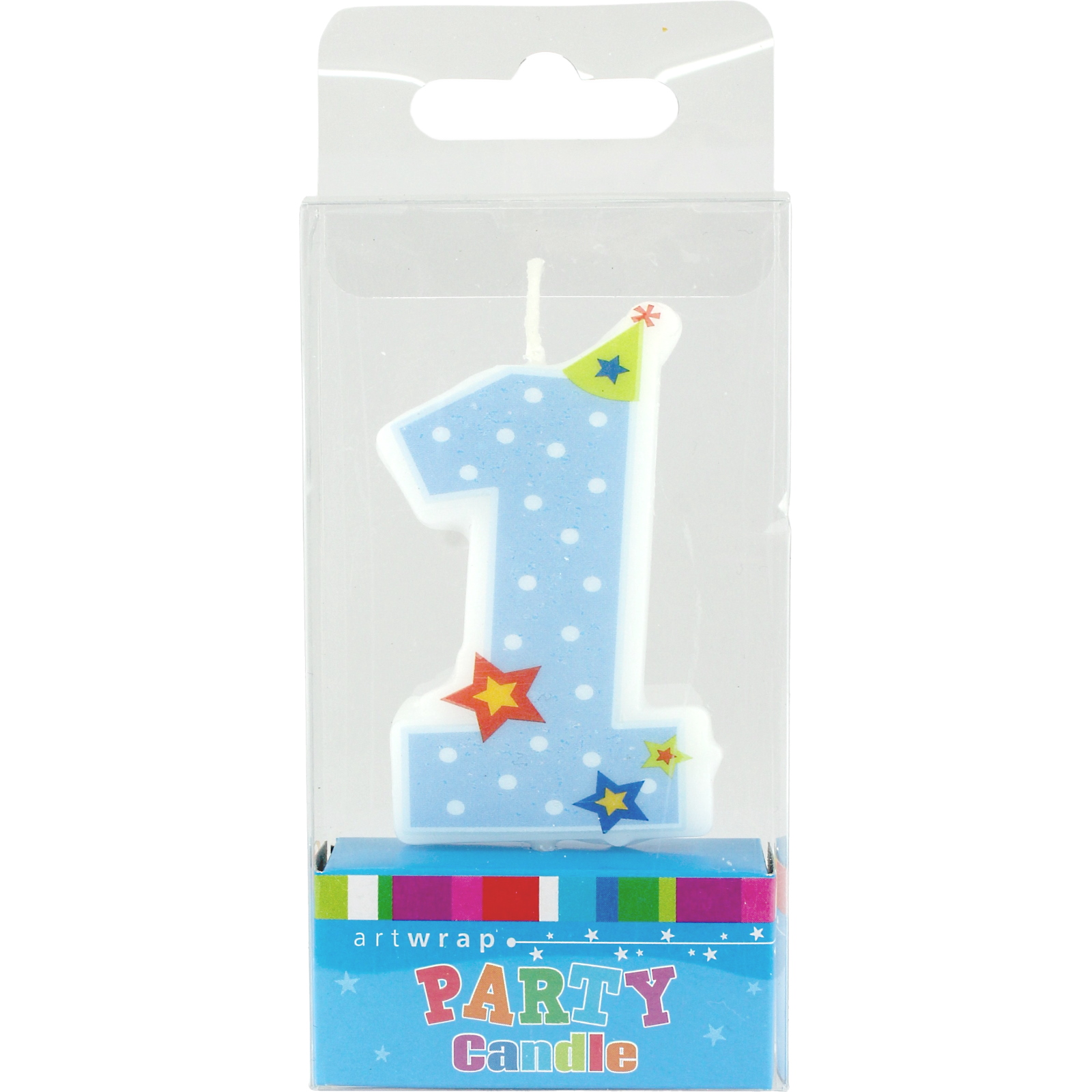Boys Blue & White Spot 1st Birthday Candle