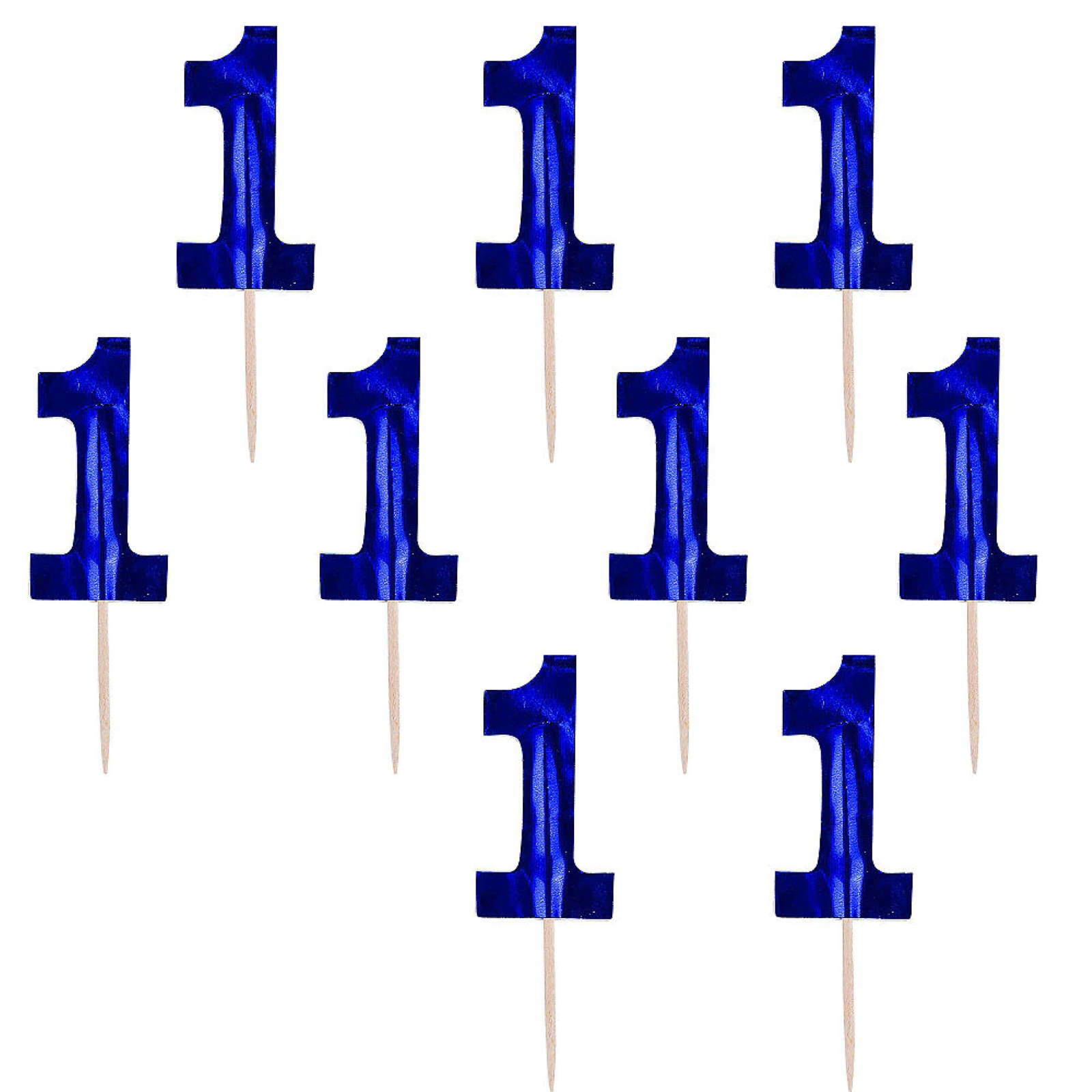 Boys 1st Birthday Blue Foil Cupcake Picks (Pack of 36)
