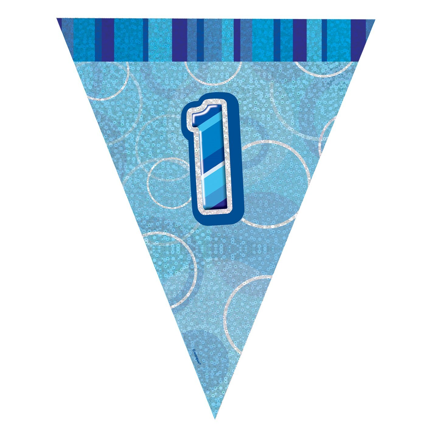 Glitz Blue 1st Birthday Flag Banner