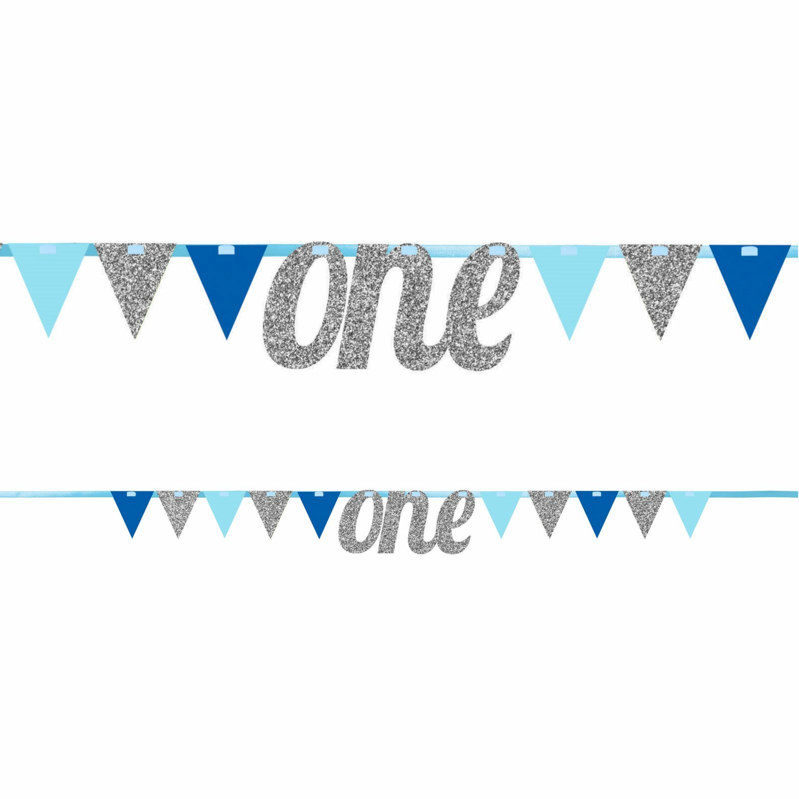 Blue 1st Birthday One Glitter Pennant Banner