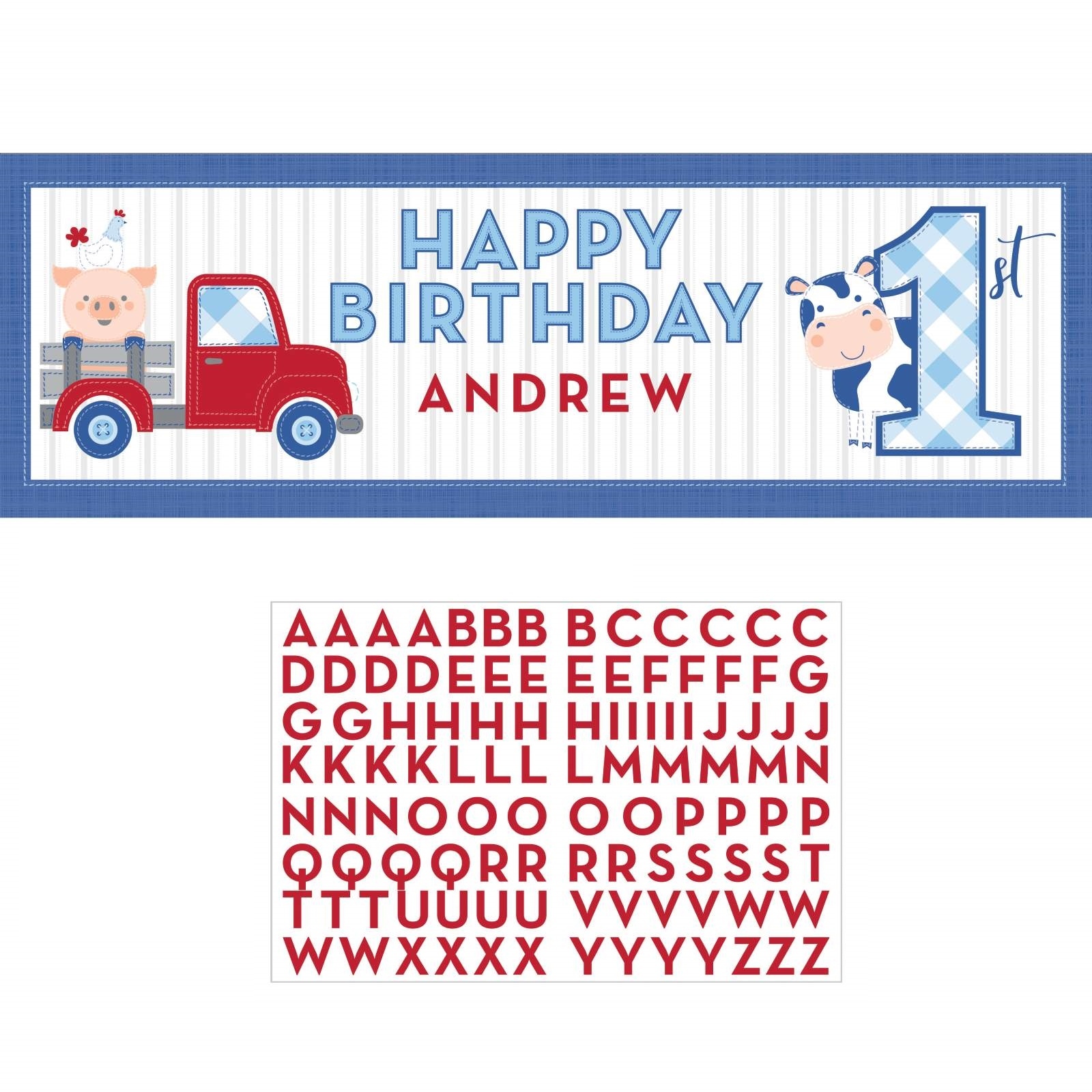 Farmhouse 1st Boy Personalised Giant Banner