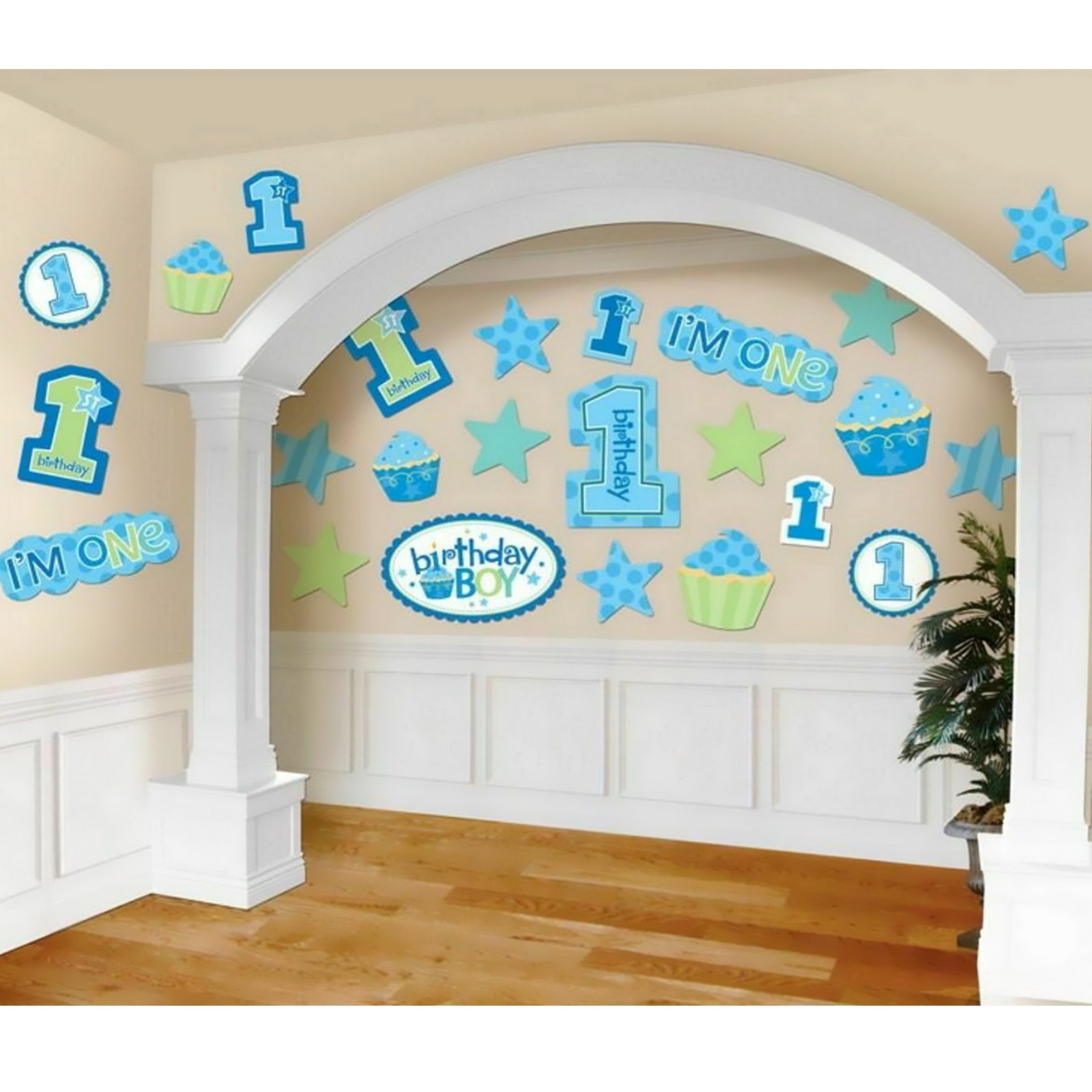Boys 1st Birthday Cutouts Decoration (Pack of 30)