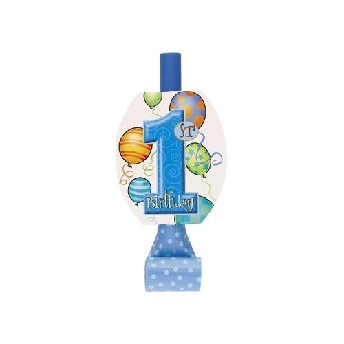 Boys 1st Birthday Party Blowers (Pack of 8)