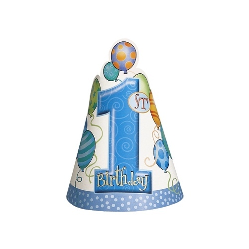 Boys 1st Birthday Party Hats (Pack of 8)