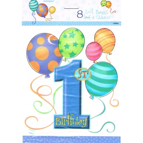Boys 1st Birthday Lolly/Treat Bags (Pack of 8)