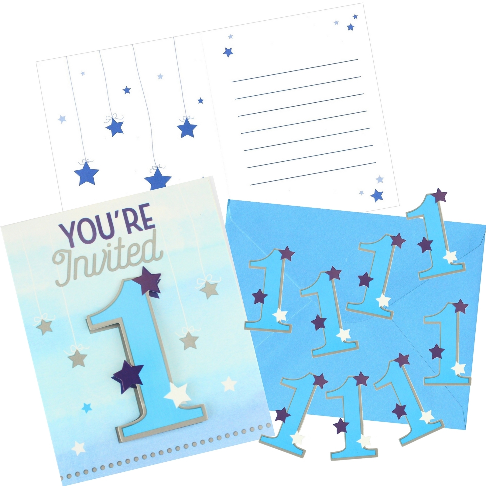 One Little Star Boy Invitation Set (Pack of 8)