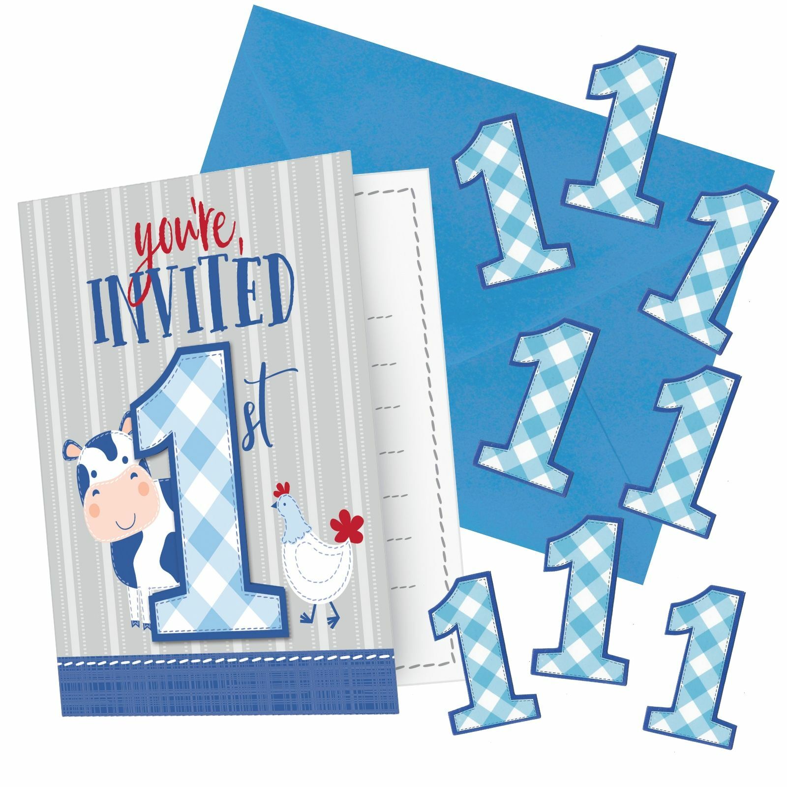 Farmhouse 1st Boy Invitation Set (Pack of 8)