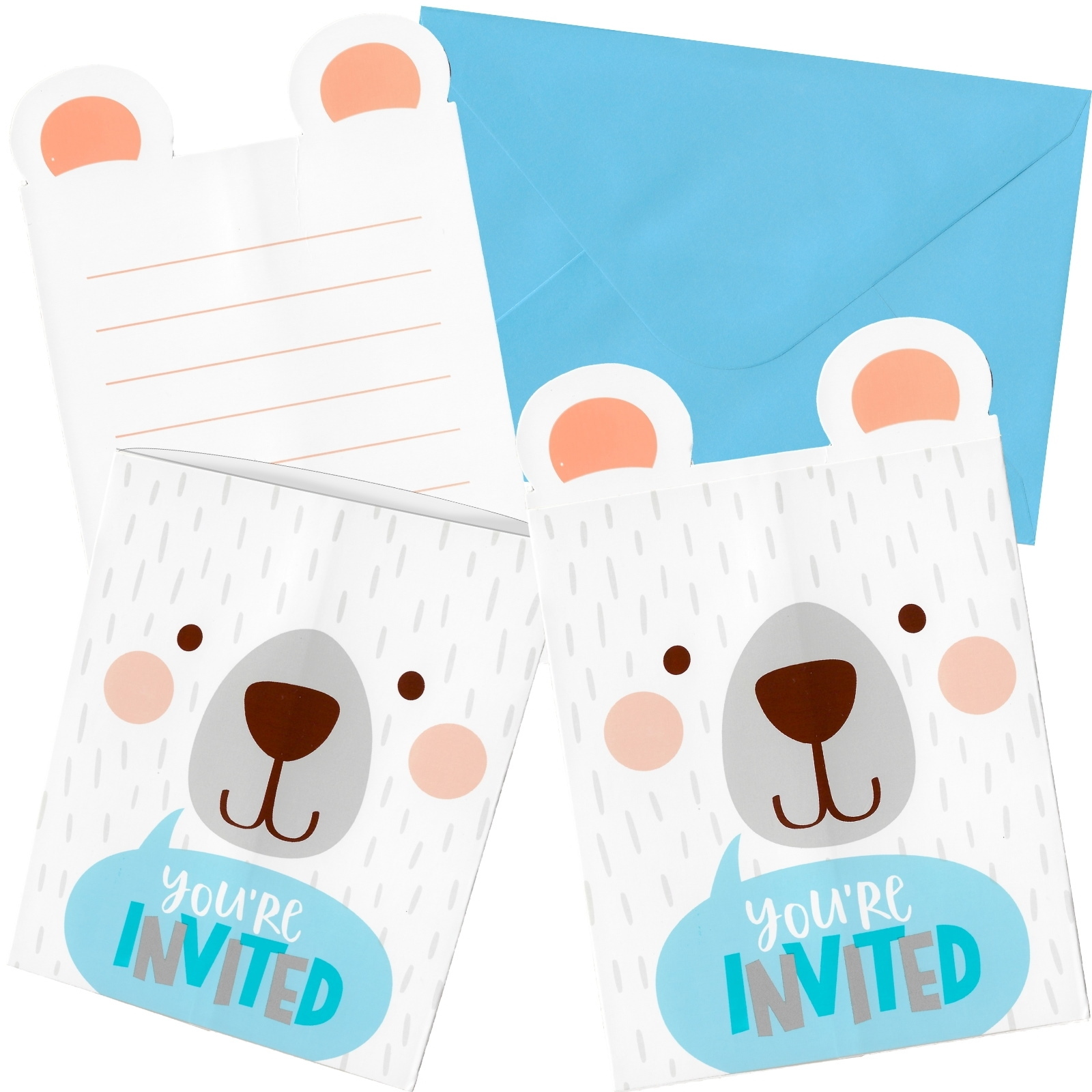 1st Birthday Bear Invitations (Pack of 8)