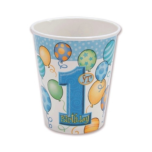 Boys 1st Birthday Paper Cups (Pack of 8)