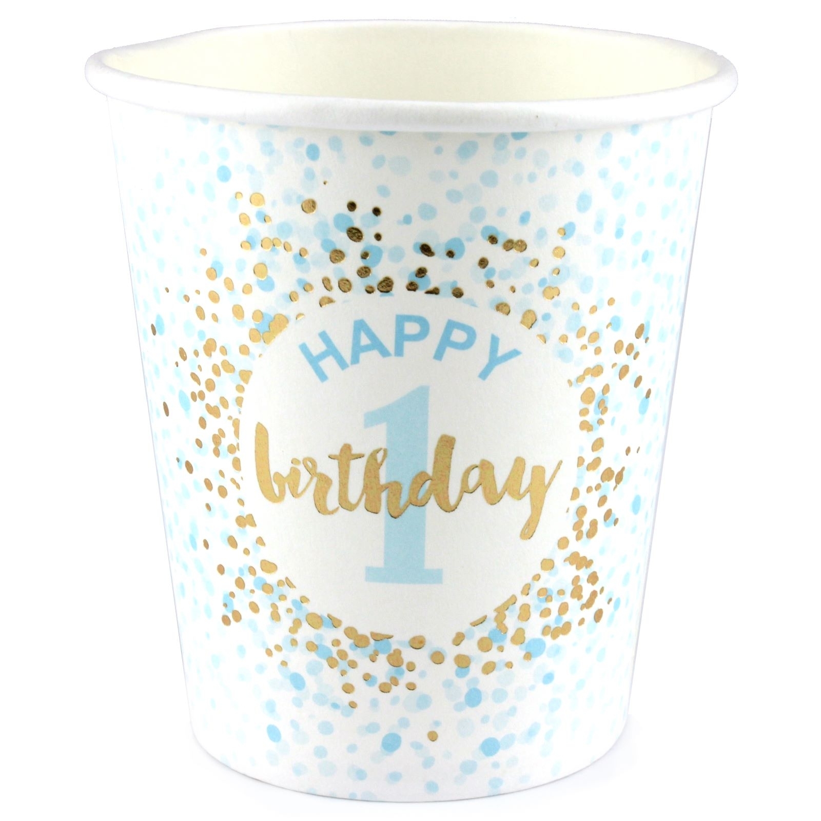 1st Birthday Boy Confetti Paper Cups (Pack of 12)