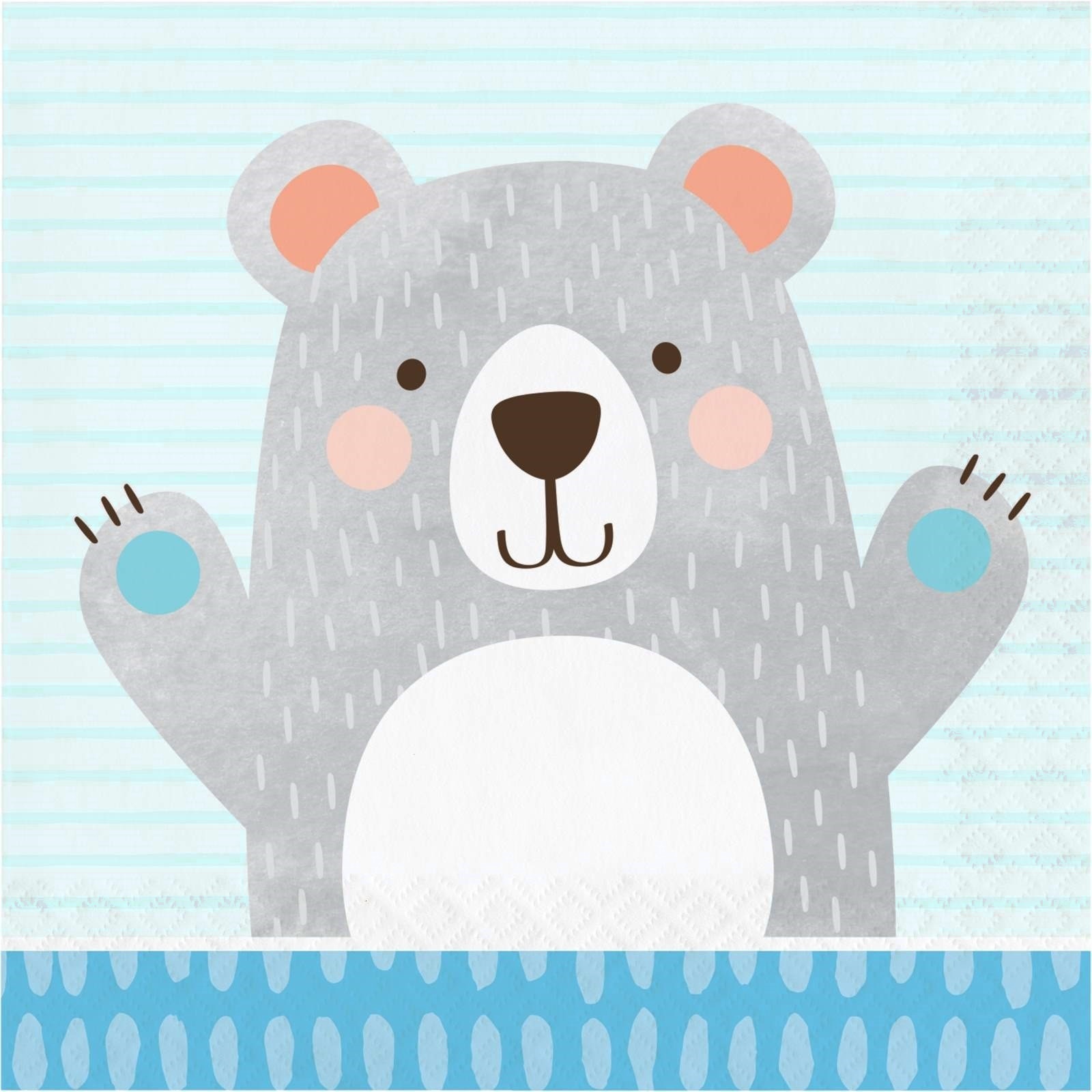 1st Birthday Bear Large Napkins / Serviettes (Pack of 16)