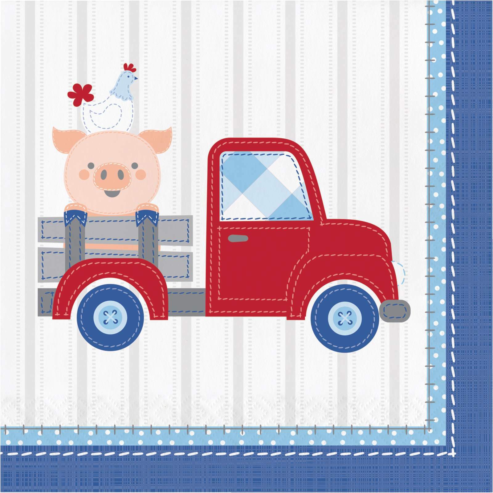 Farmhouse 1st Boy Large Napkins / Serviettes (Pack of 16)