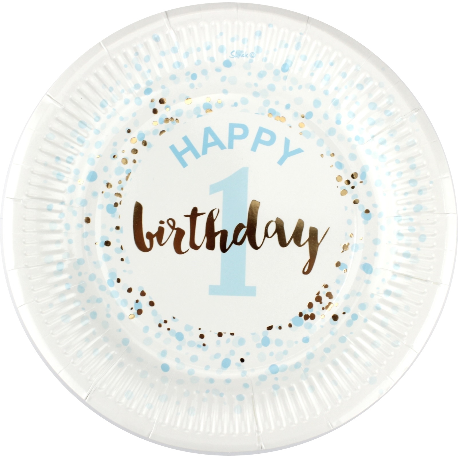 1st Birthday Boy Confetti Large Paper Plates (Pack of 12)