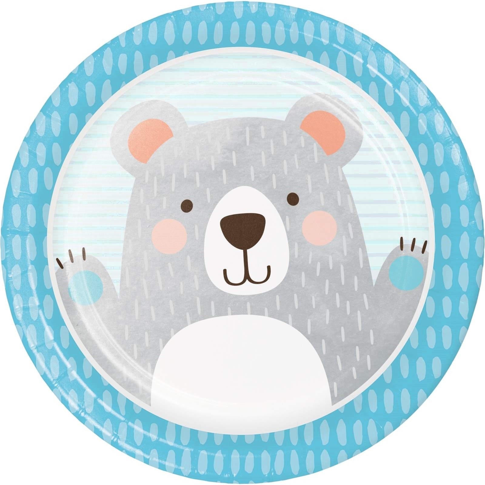 1st Birthday Bear Large Paper Plates (Pack of 8)