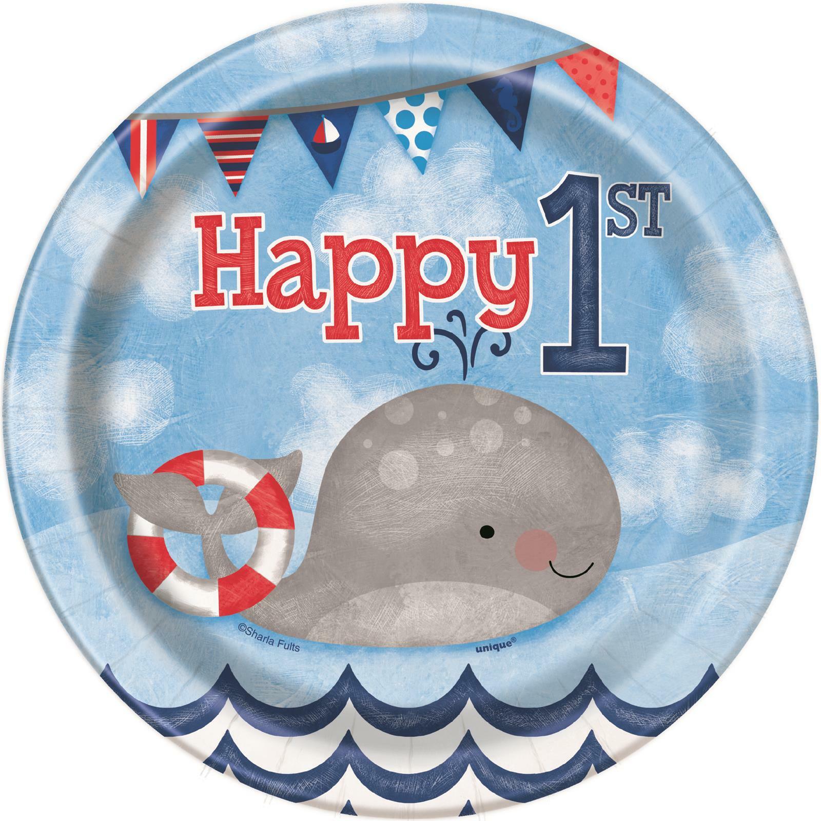 Nautical First Birthday Small Paper Plates (Pack of 8)