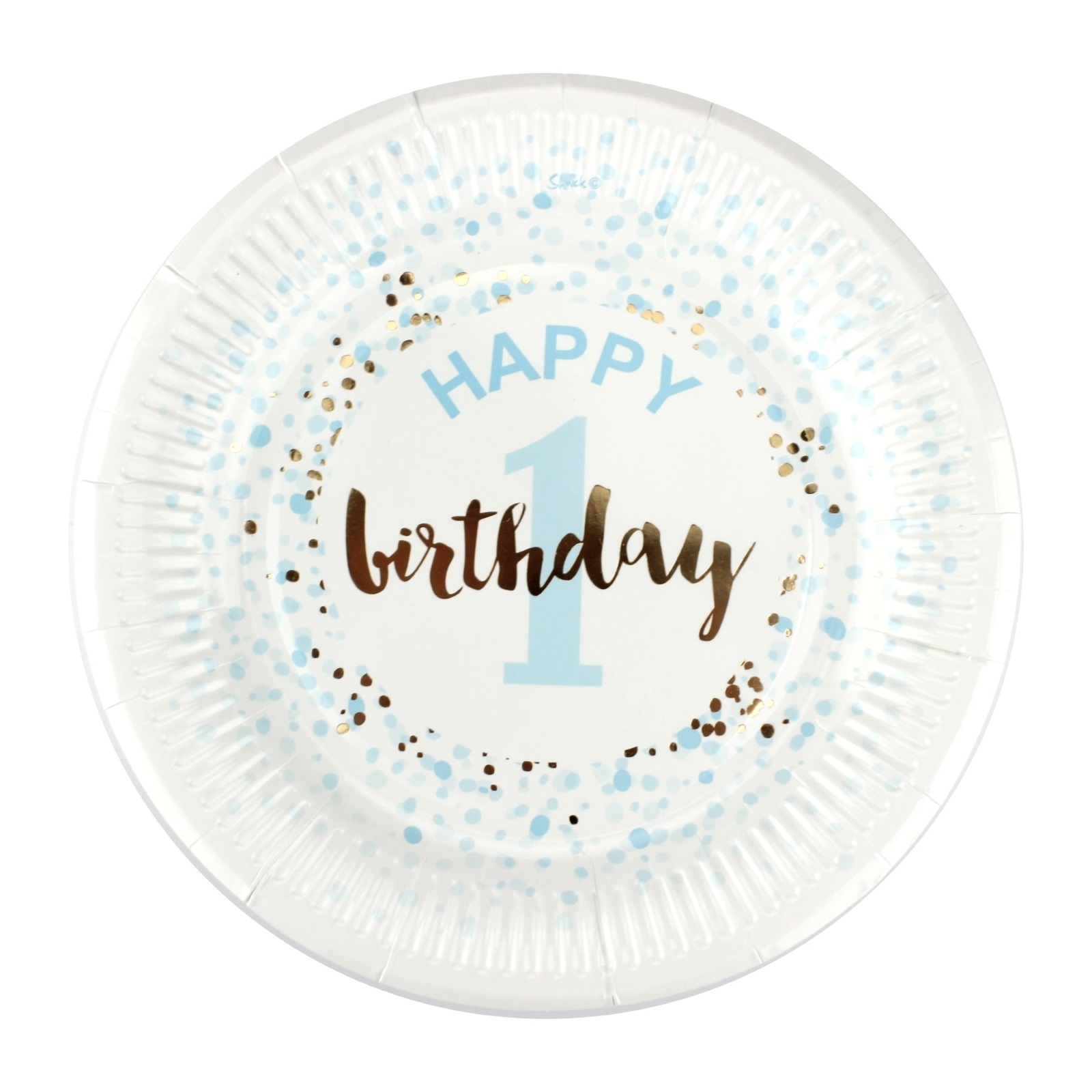 1st Birthday Boy Confetti Small Paper Plates (Pack of 12)