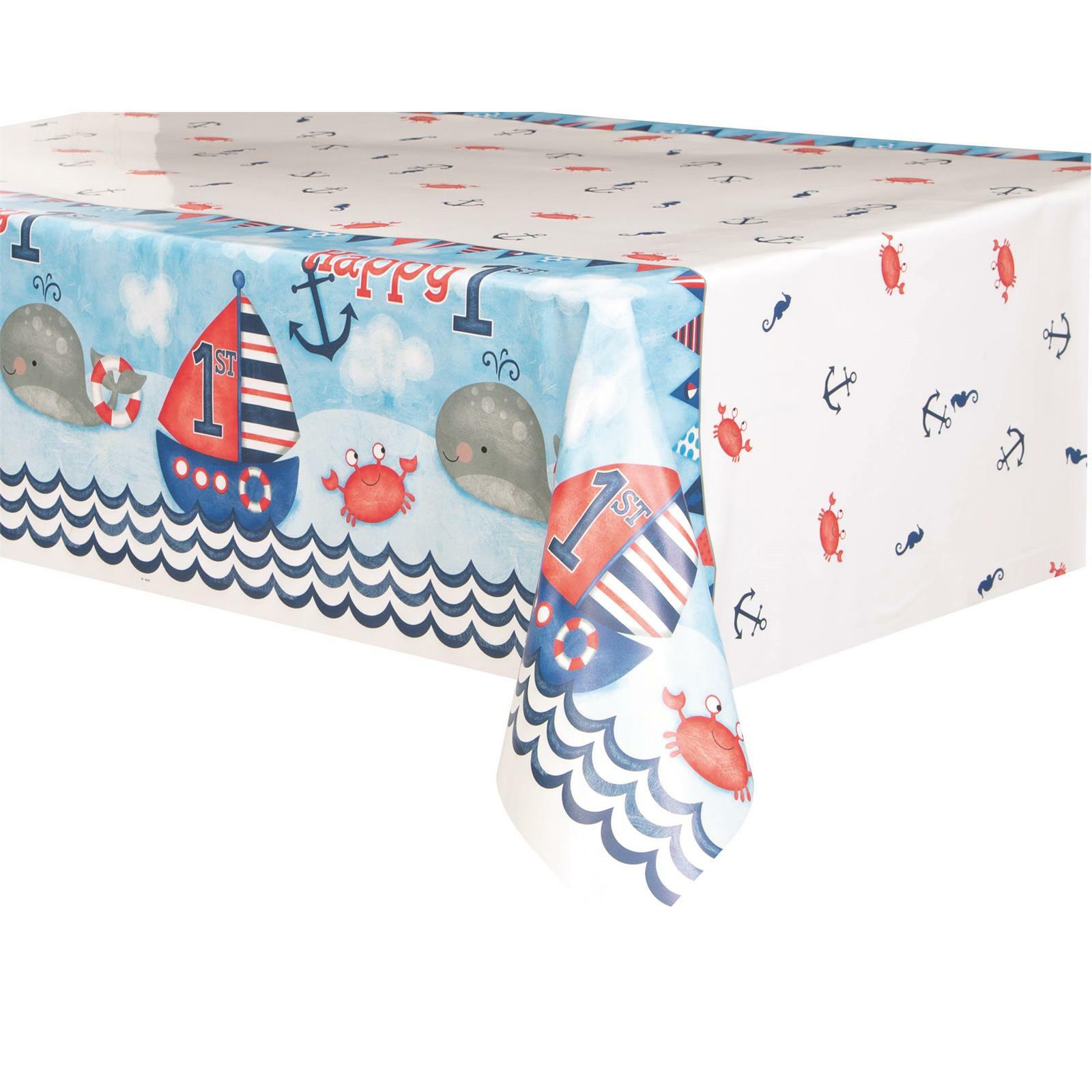 Nautical First Birthday Plastic Tablecloth
