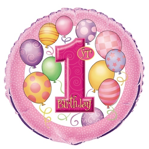 Girls 1st Birthday Helium Balloon