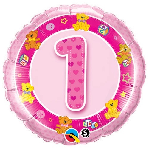 Girls 1st Birthday Teddies Helium Balloon