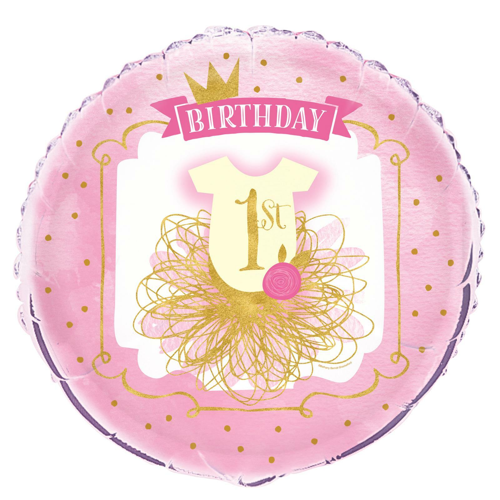 Pink & Gold First Birthday Helium Balloon