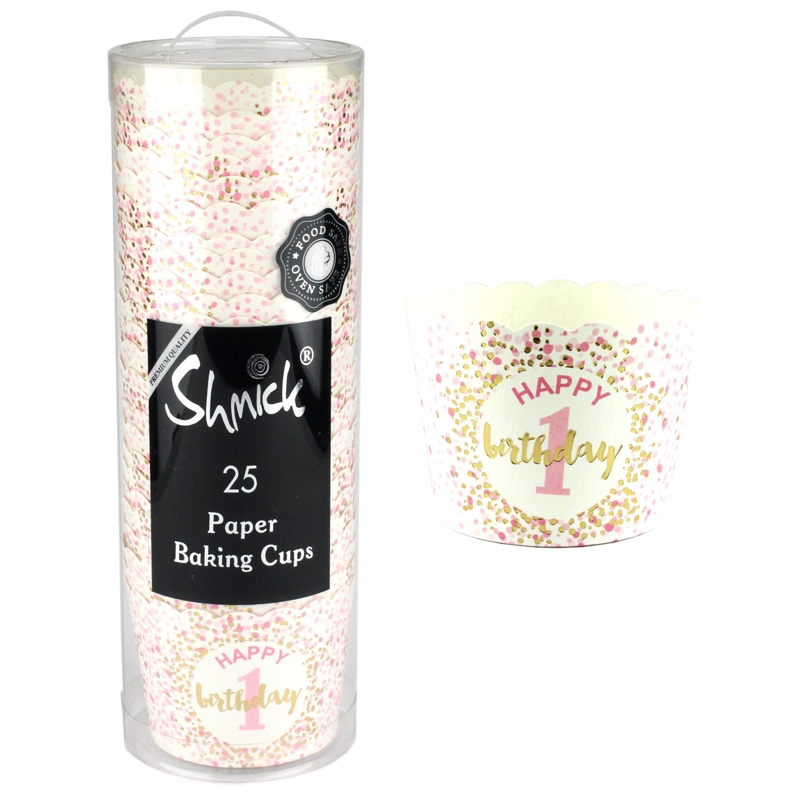 1st Birthday Girl Confetti Baking Cups (Pack of 25)