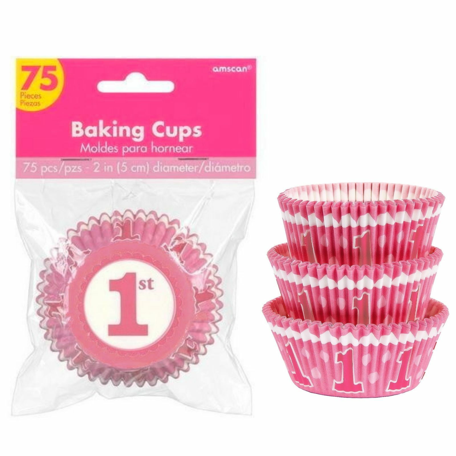 Girls 1st Birthday Baking Cups (Pack of 75)