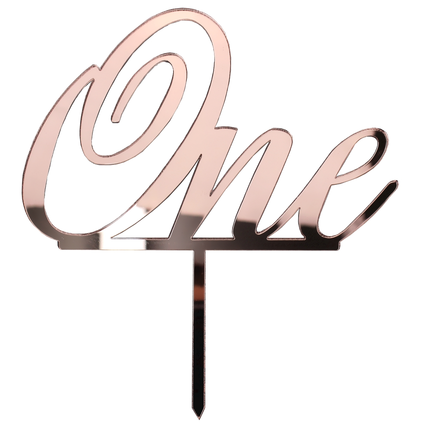 One Rose Gold Mirror Cake Topper