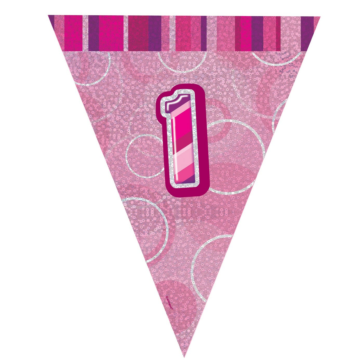 Glitz Pink 1st Birthday Flag Banner