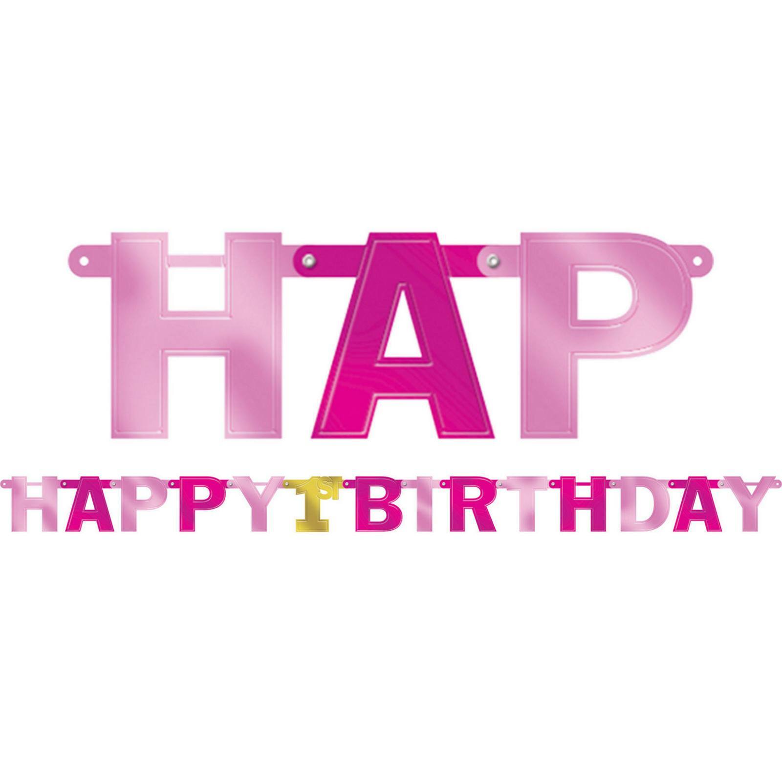 Girls Happy 1st Birthday Letter Banner