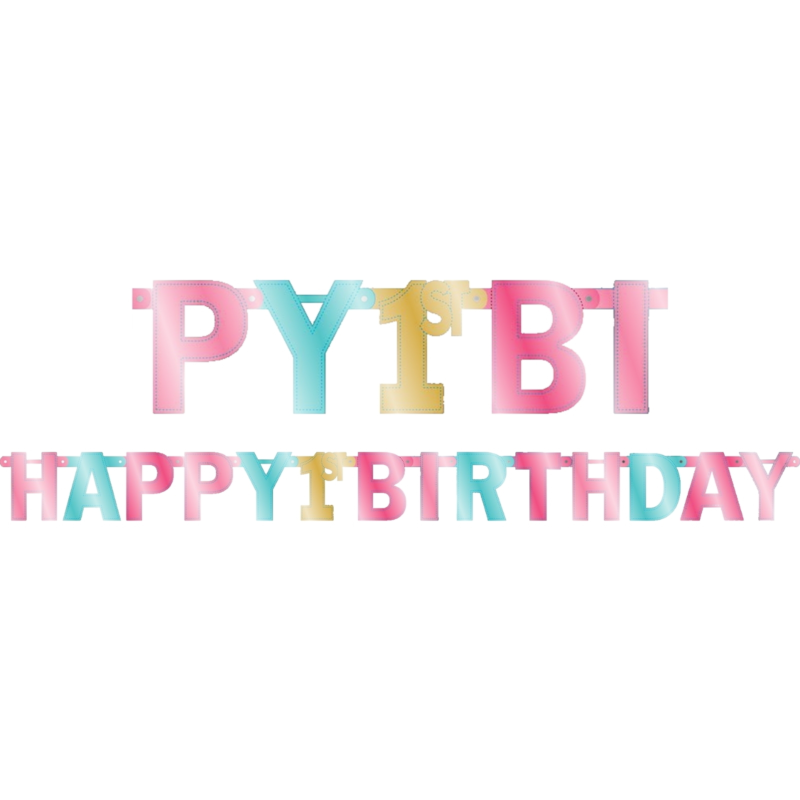 Girls Happy 1st Birthday Jumbo Foil Letter Banner