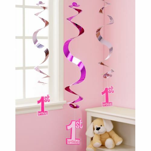 Girls 1st Birthday Swirl Decorations