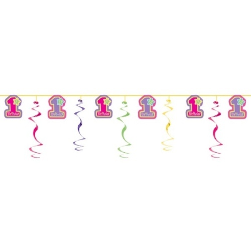 Girls 1st Birthday Swirl Garland