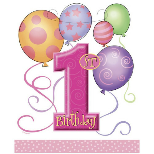 Girls 1st Birthday Lolly/Treat Bags (Pack of 8)