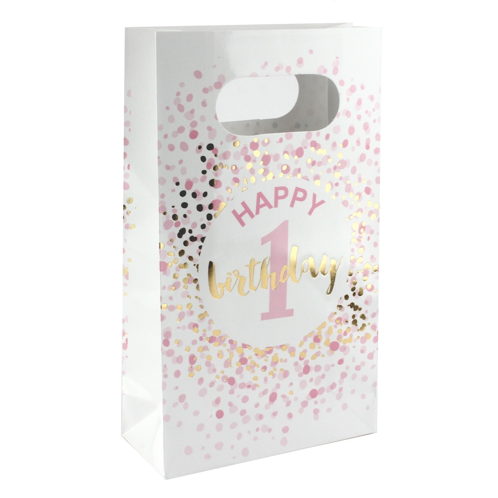 1st Birthday Girl Confetti Paper Treat Bags (Pack of 6)