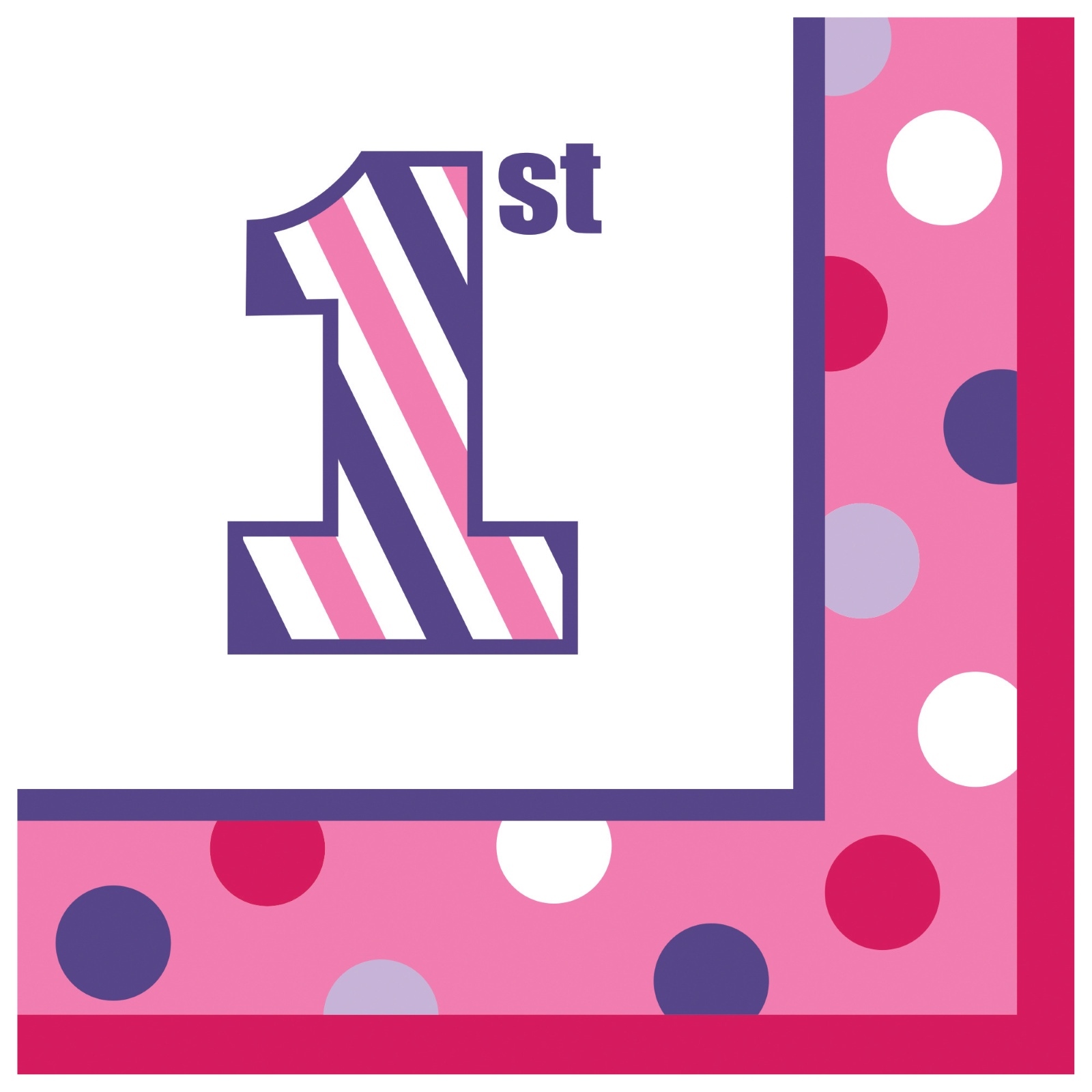 Sweet Stripes Girl Large Napkins (Pack of 16)