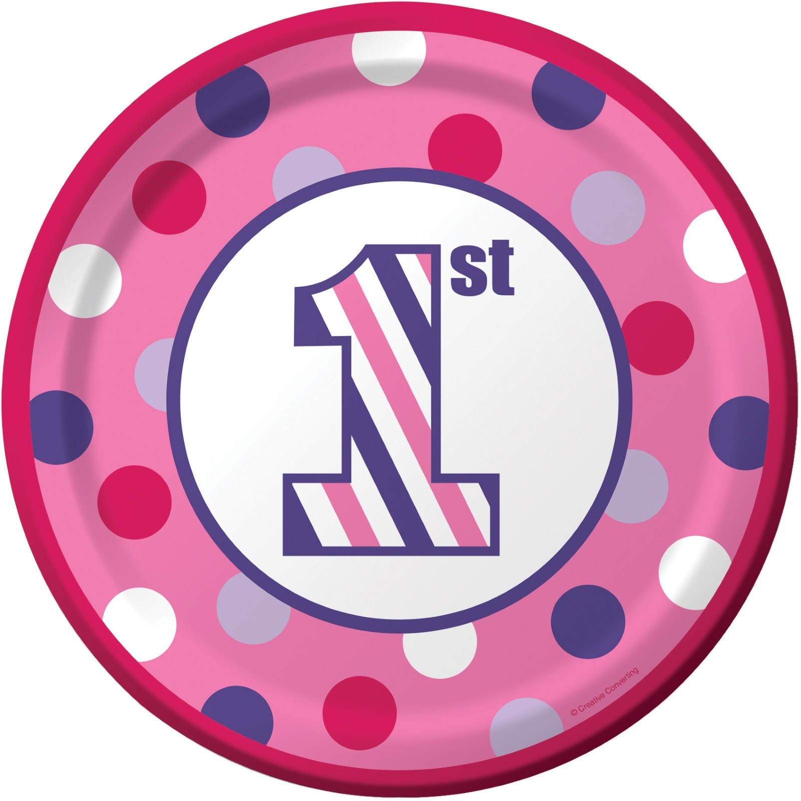 Sweet Stripes Girl Large Paper Plates (Pack of 8)