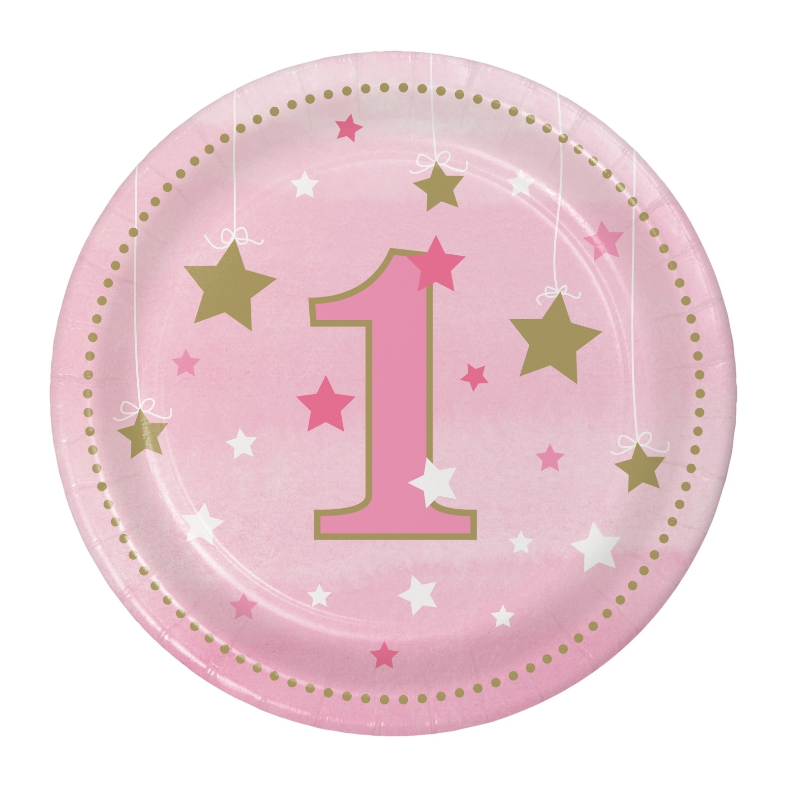 One Little Star Girl Number 1 Small Paper Plates (Pack of 8)