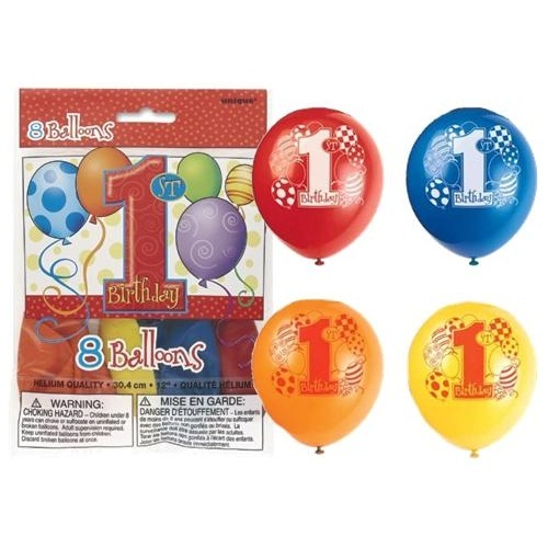 1st Birthday Balloons (Pack of 8)