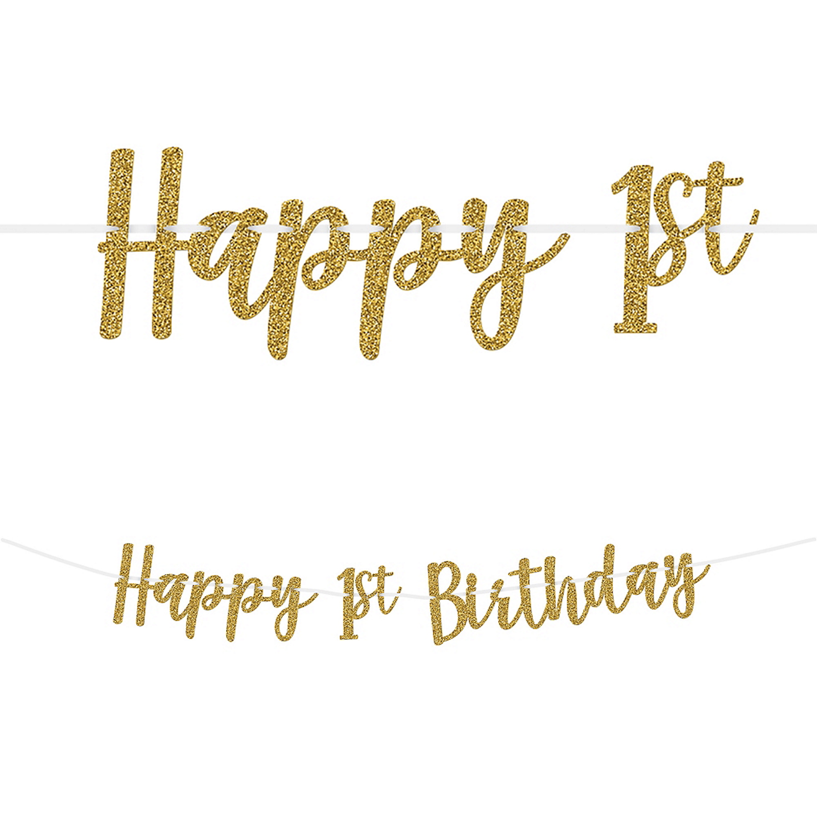 Happy 1st Birthday Glitter Garland Banner