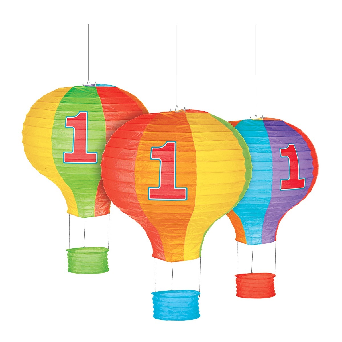 1st Birthday Hot Air Balloon Lanterns (Pack of 3)