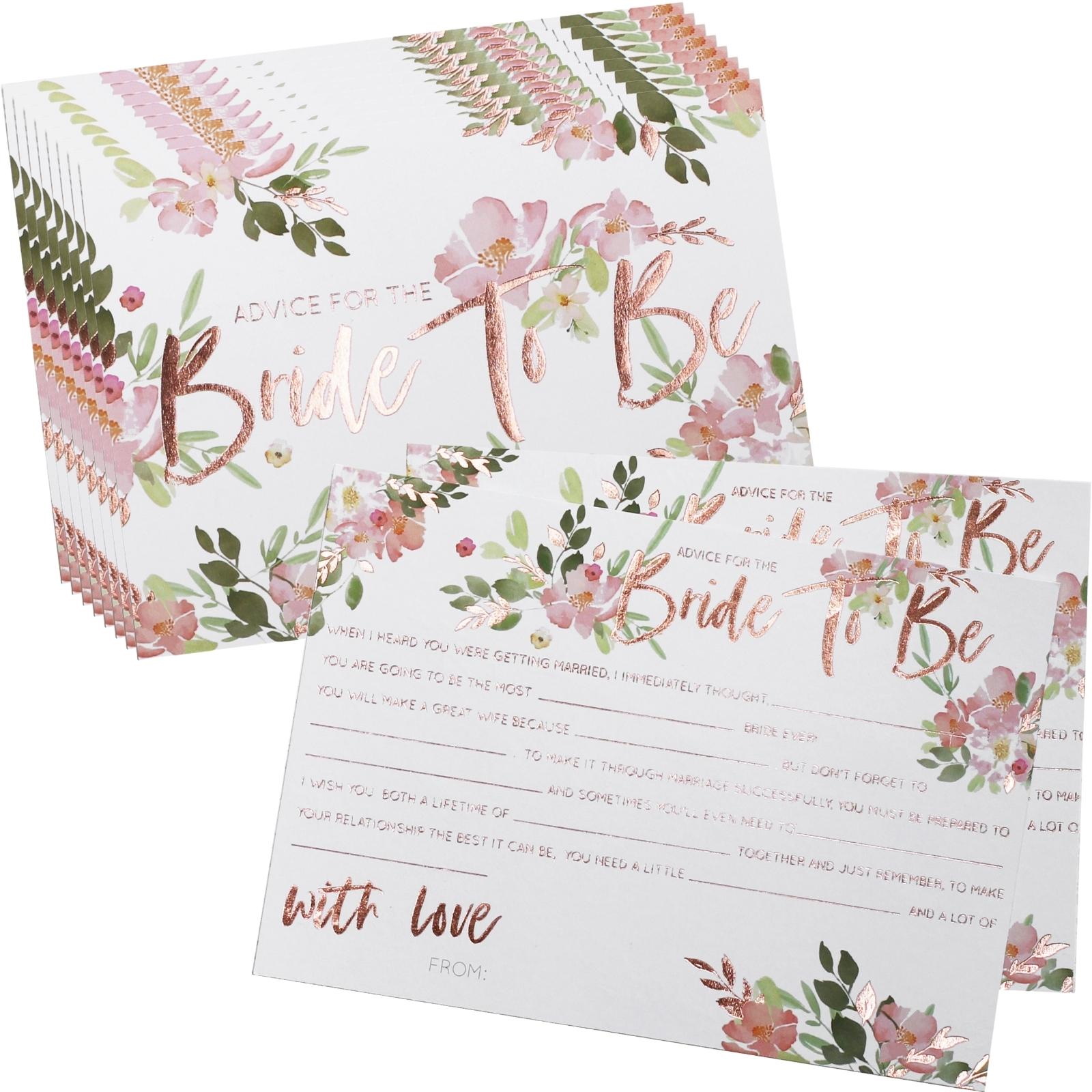Ginger Ray Floral Hen Party Bride to Be Advice Cards (Pack of 10)