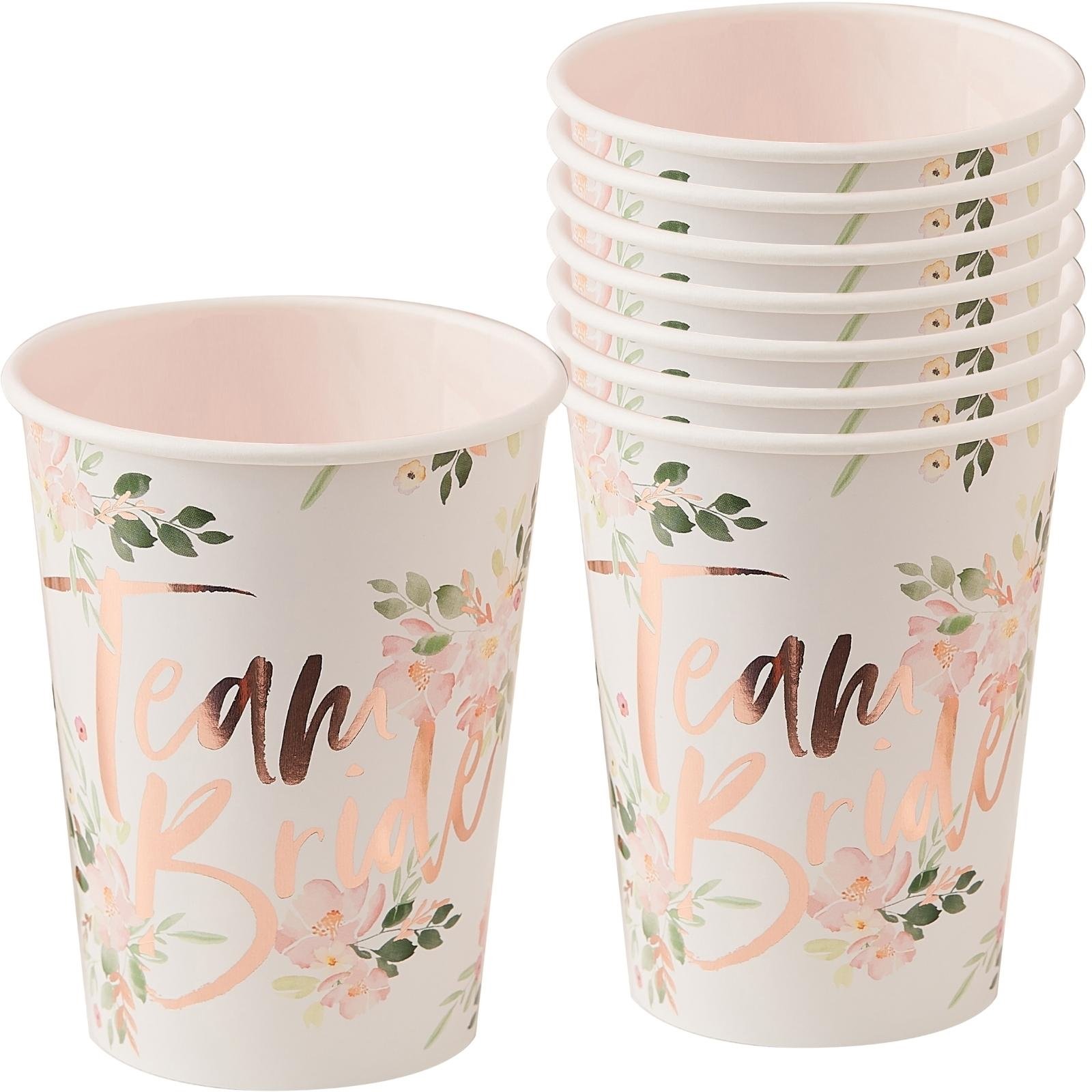 Ginger Ray Floral Hen Party Paper Cups (Pack of 8)